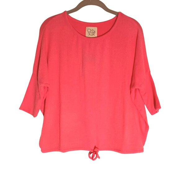 NEW Chaser Dolman Short Sleeve Pullover Top in Melon,‎ S, Soft, Drawstring Hem - Picture 1 of 8